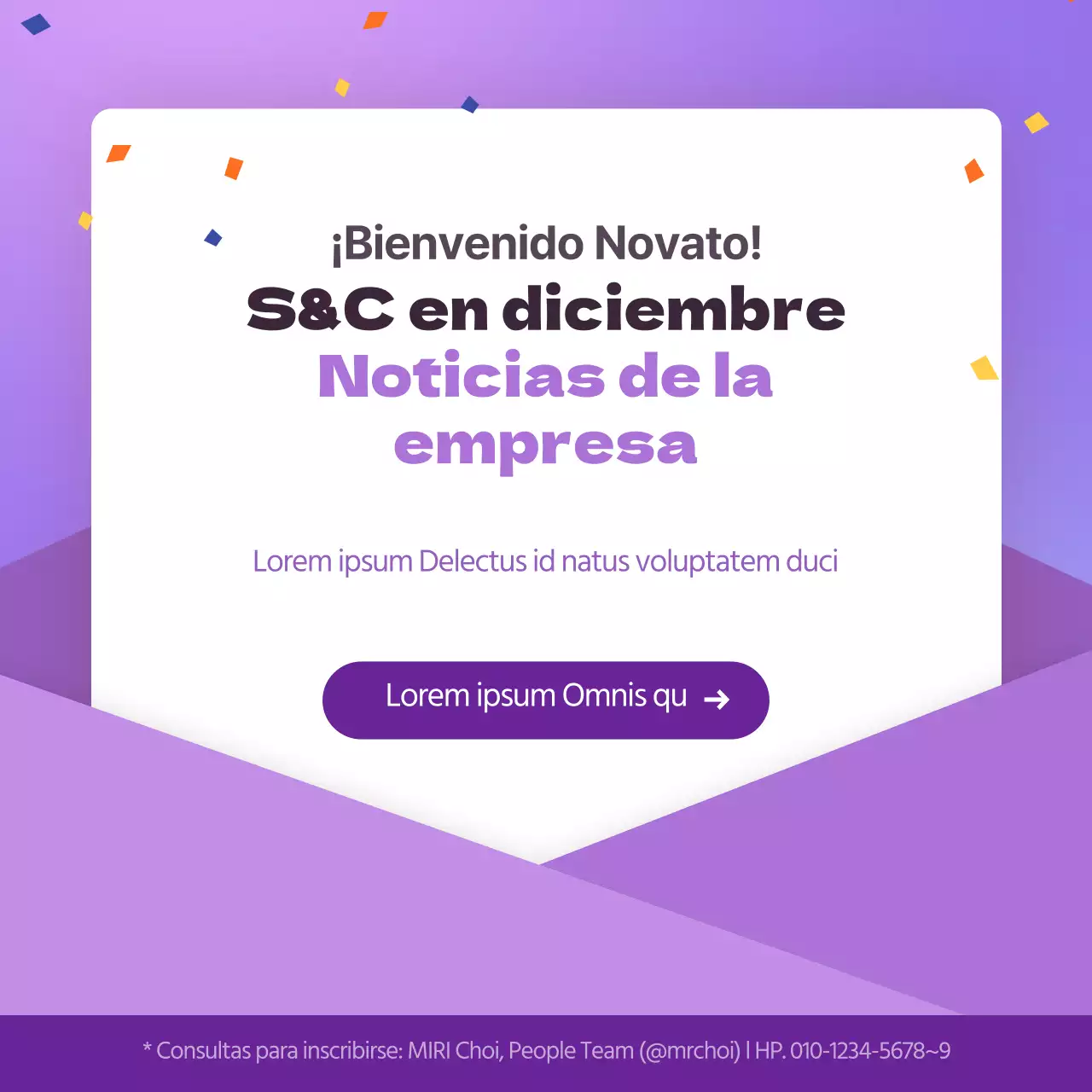 Anunciar un club de empresa con un concepto de invitación púrpura