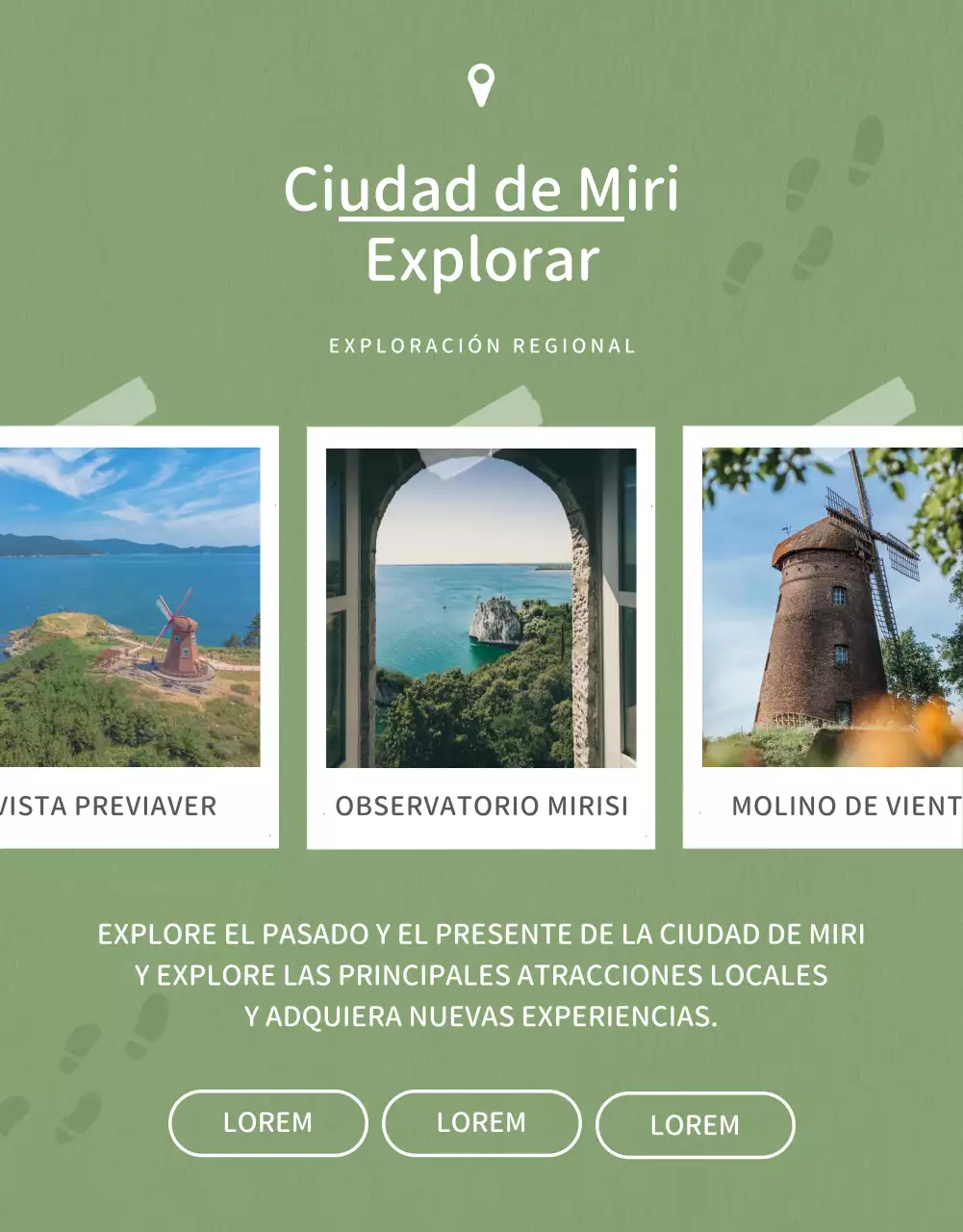 Programa de exploración del área de concepto Polaroid en verde claro y amarillo