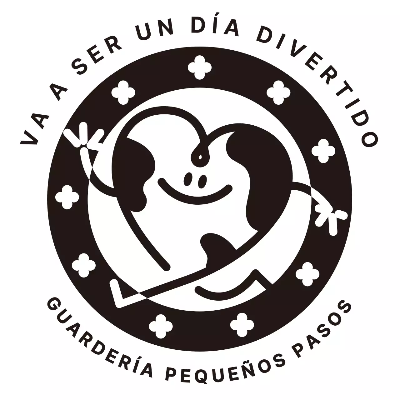 Camiseta de grupo con un concepto de picnic infantil, con un simpático personaje de corazón en negro.