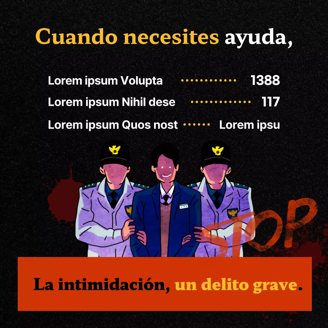 Puesto del Centro de Asesoramiento para la Prevención del Acoso Escolar en negro y rojo