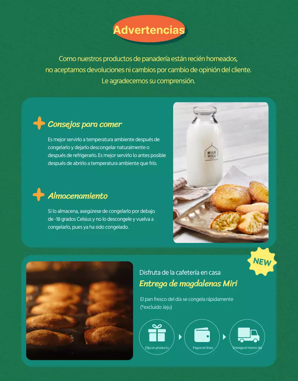 Vender magdalenas prefabricadas con fondo verde