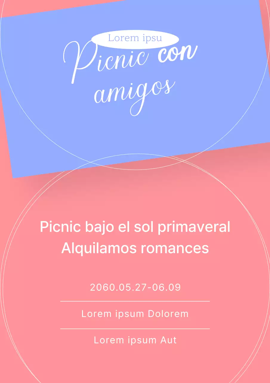 Evento de alquiler de picnic de primavera limpio en formas y líneas pastel