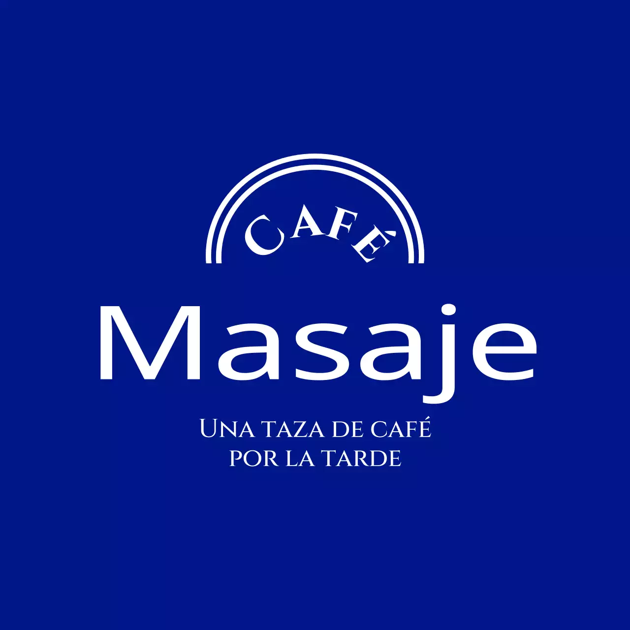 Delantal con logotipo del nombre de la cafetería en líneas arqueadas