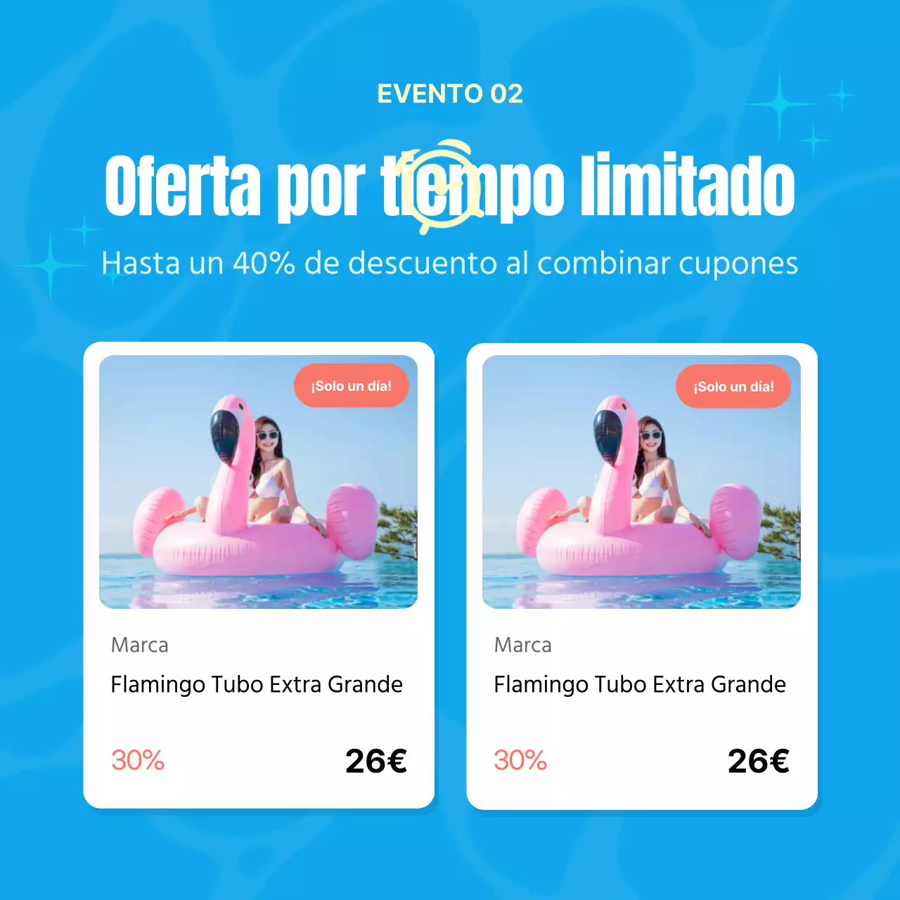 Promocione una venta tropical de verano en azul y amarillo