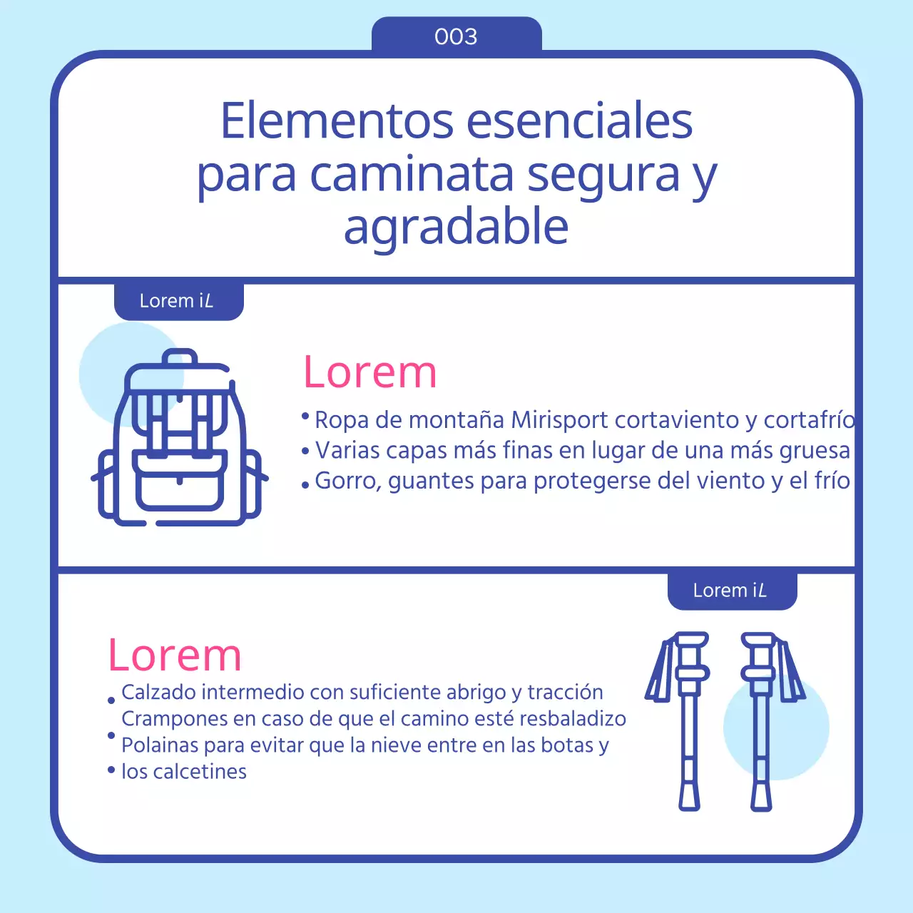 Guía de senderismo preinvernal con icono azul de invierno