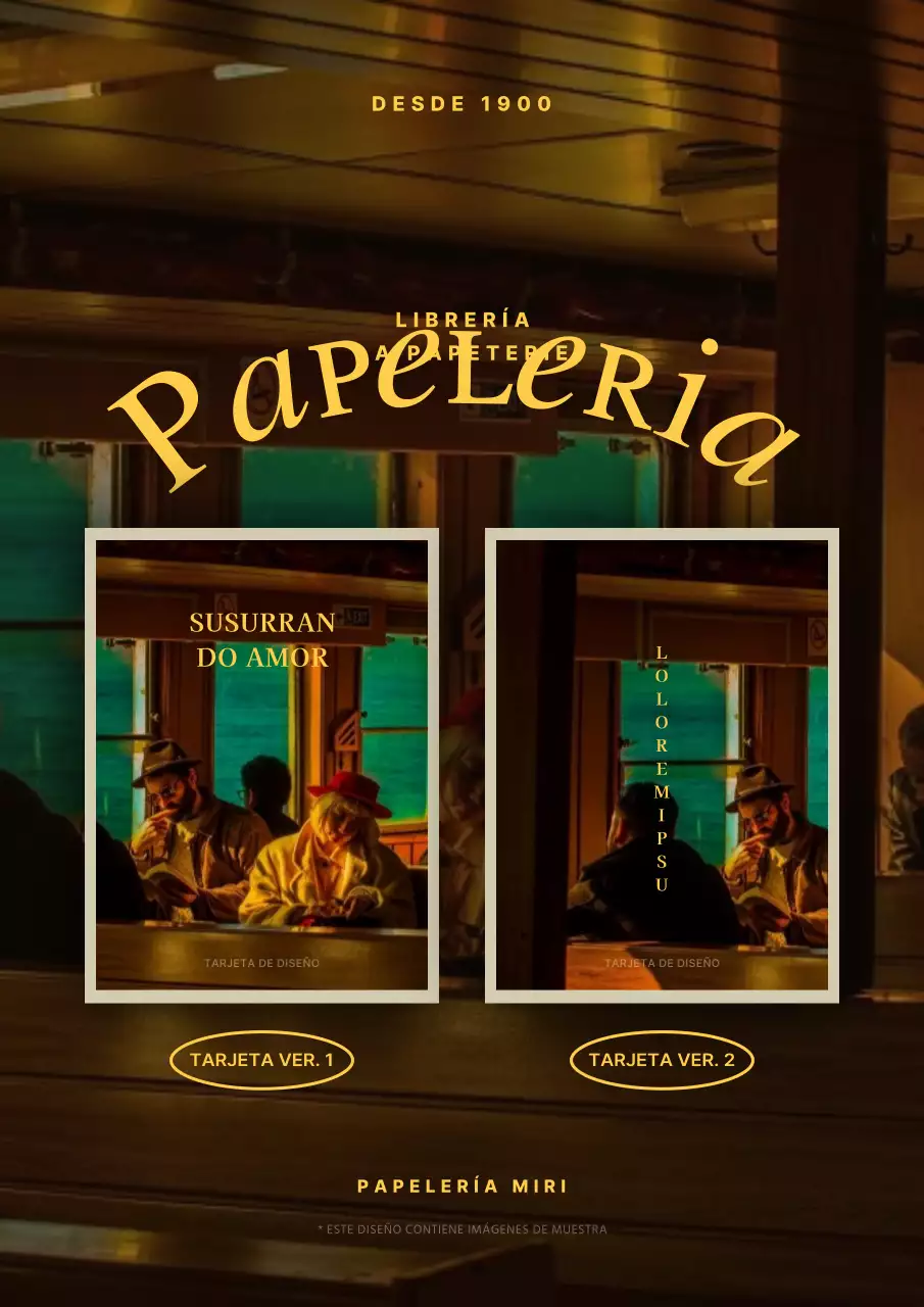 Guía de diseño de la nueva tarjeta de papelería marrón y amarilla