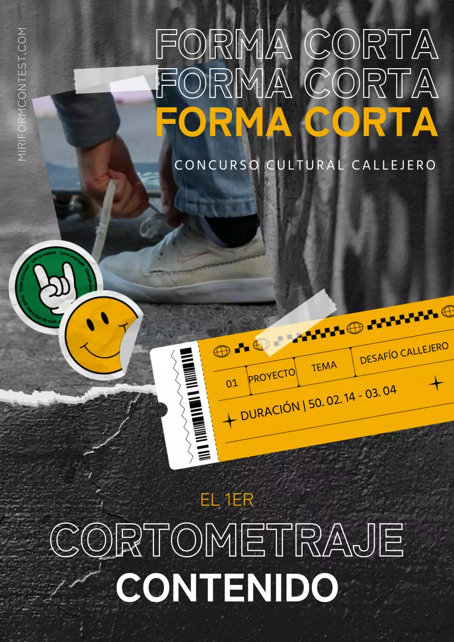 Concurso de formularios cortos de inspiración vintage en blanco, negro y amarillo