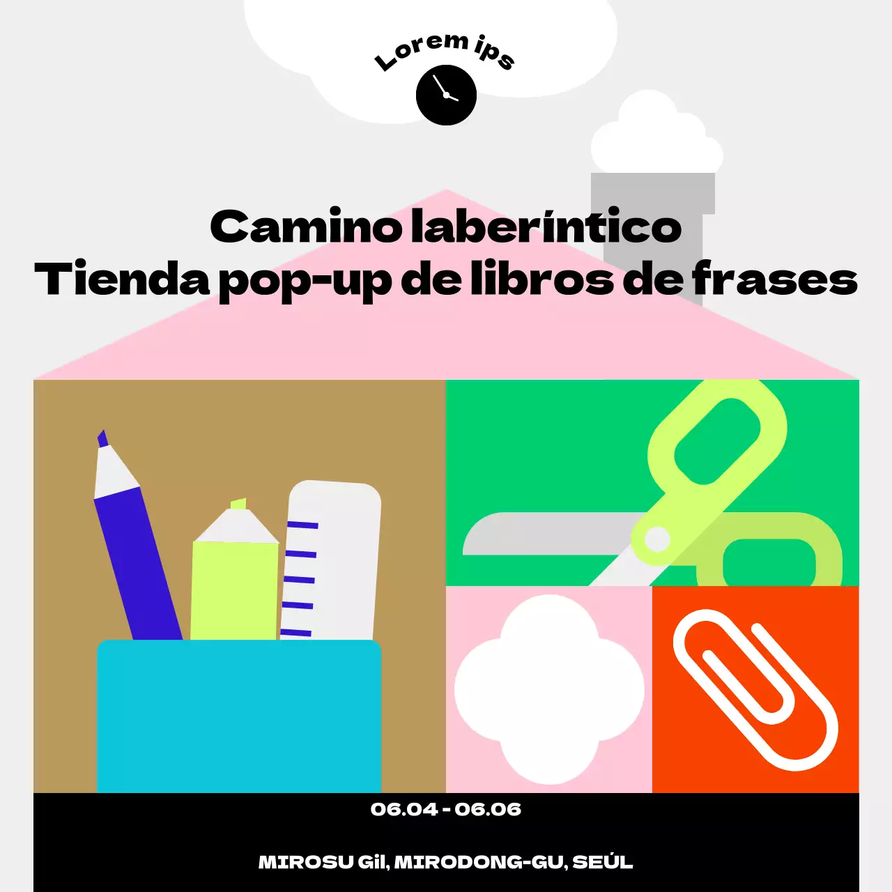 Redacciones sencillas y coloridas para anuncios de tiendas pop-up