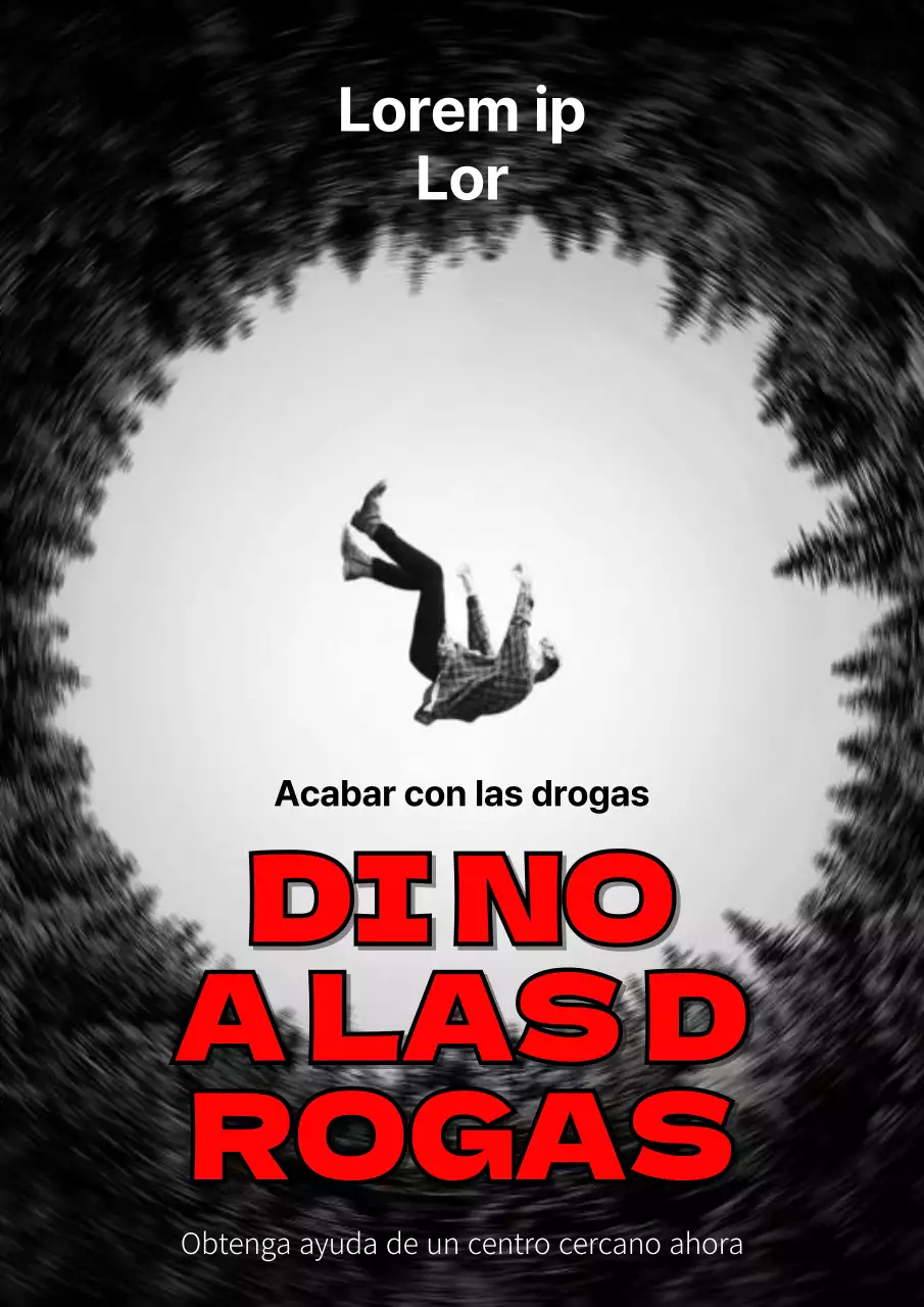 Un sencillo anuncio de campaña antidroga en blanco, negro y rojo