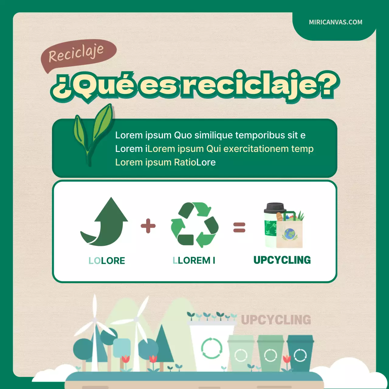 Desafío Upcycling con ilustraciones en verde y beige CardNews