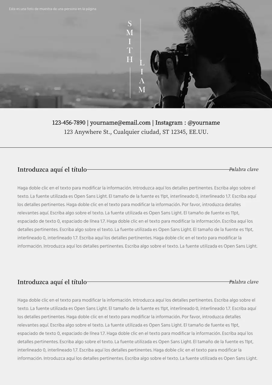 Una carta de presentación emocional en blanco y negro y tonos grises