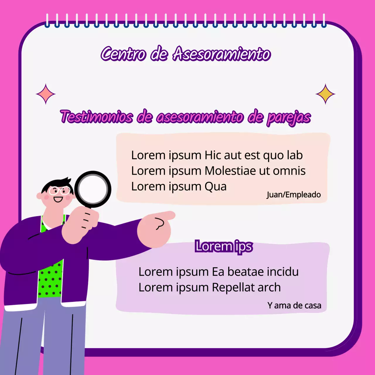 Promover una preciosa asesoría de pareja rosa y morada