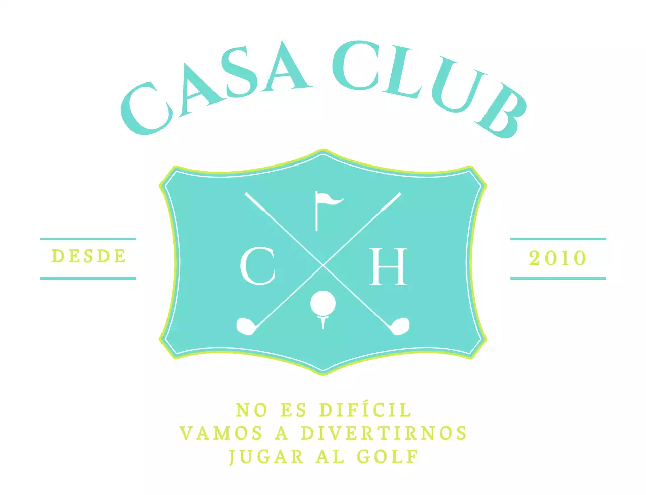 Un diseño sencillo y elegante para los socios de un club de golf en colores menta y chartreuse.
