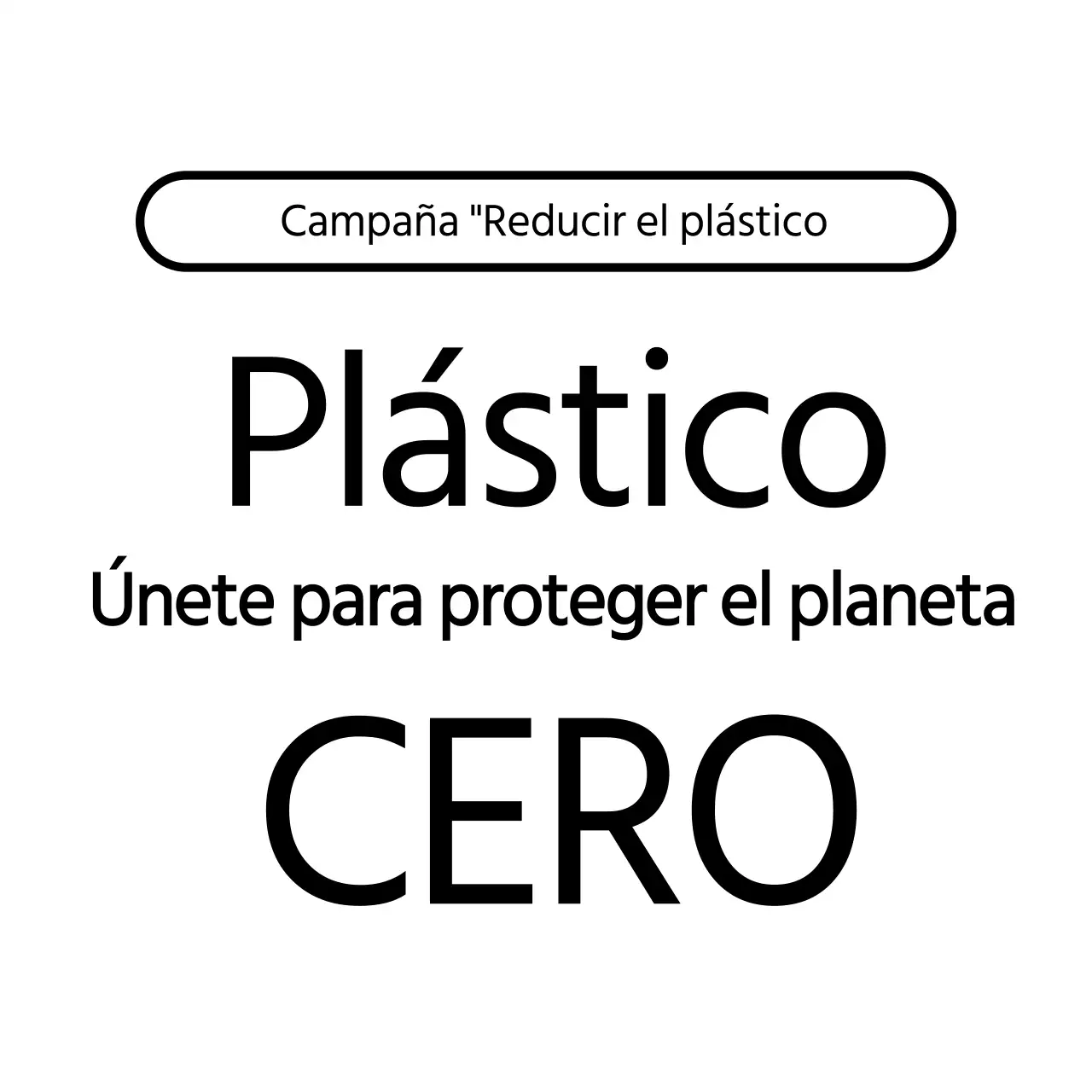 Estilo sencillo y limpio de combinación de marco cuadrado y texto para promover una campaña de plástico cero.