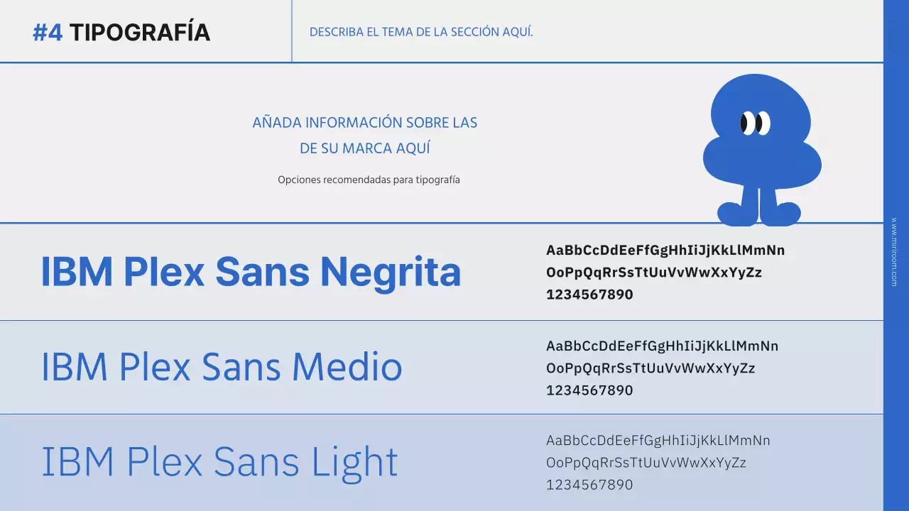 Presentación sencilla de la marca en azul y negro