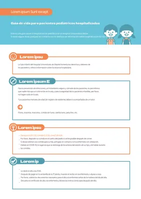 Guía de vida del paciente hospitalizado azul claro y naranja