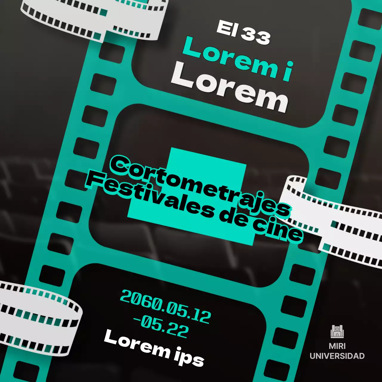 Promocionar el festival de cine en estilo menta y blanco y negro