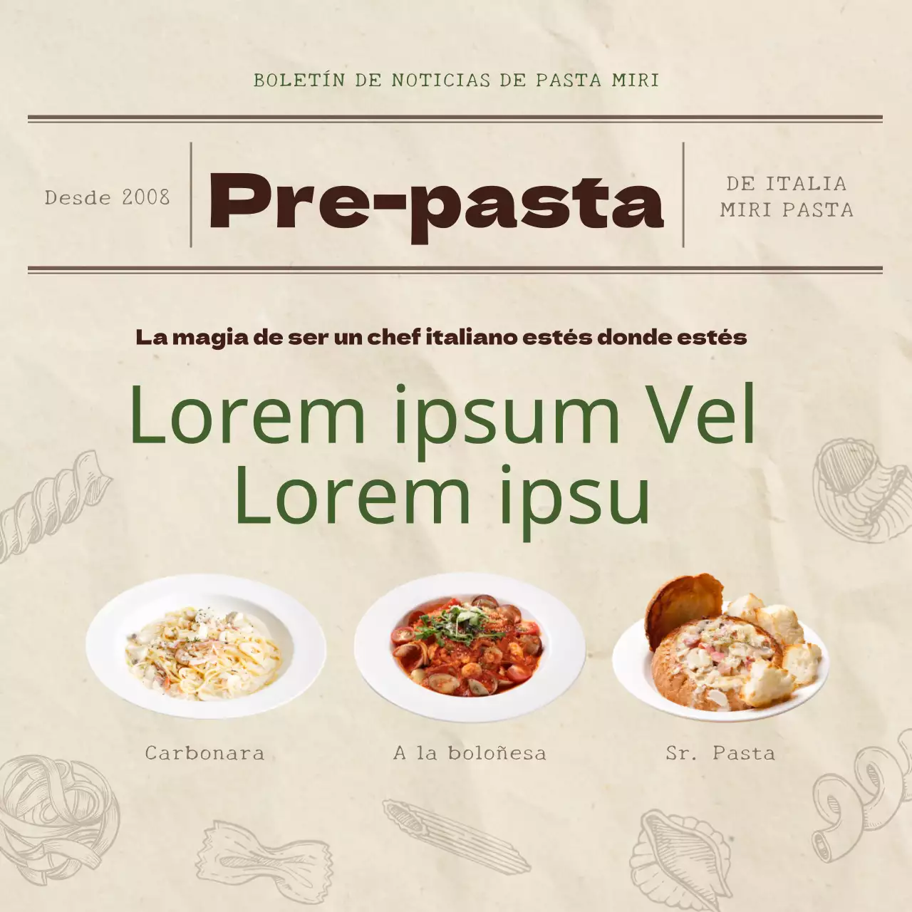 Promocionando el nuevo menú Pasta Meal Kit con un toque beige y vintage