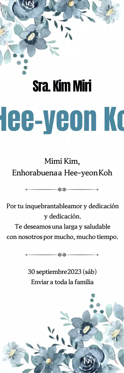 Promocionando a Ko Hee-yeon sobre un relajante fondo azul.