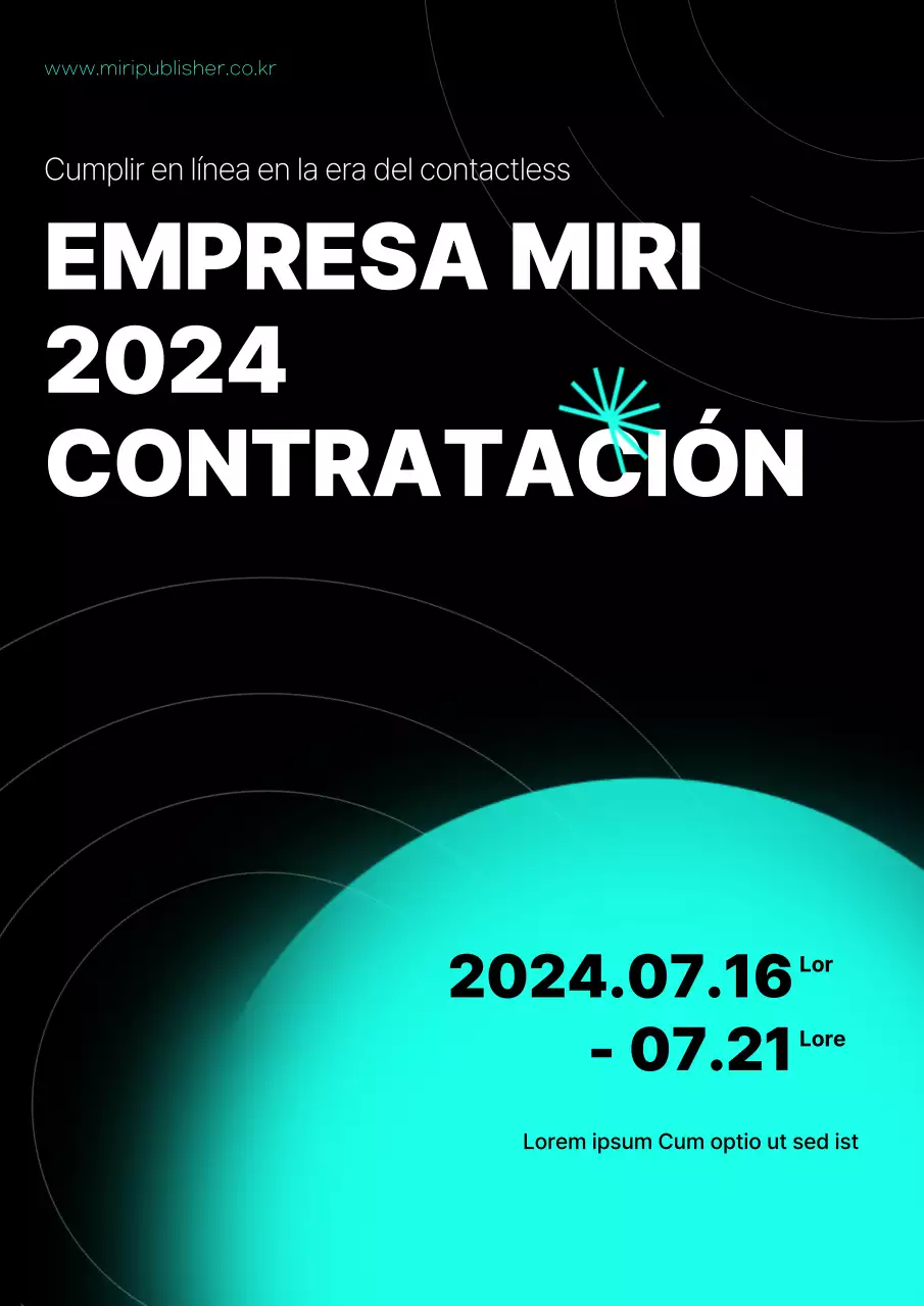 Contenidos de contratación en línea con un toque geométrico y azul neón