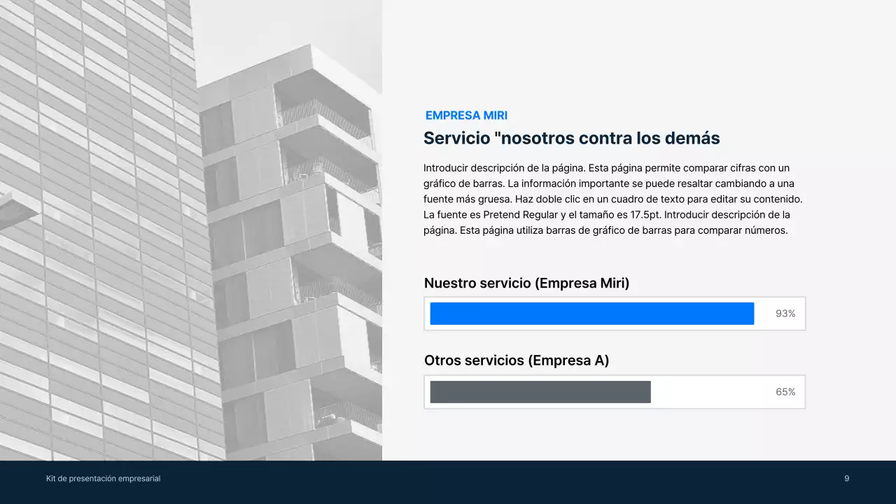 Material comercial sencillo en azul y gris