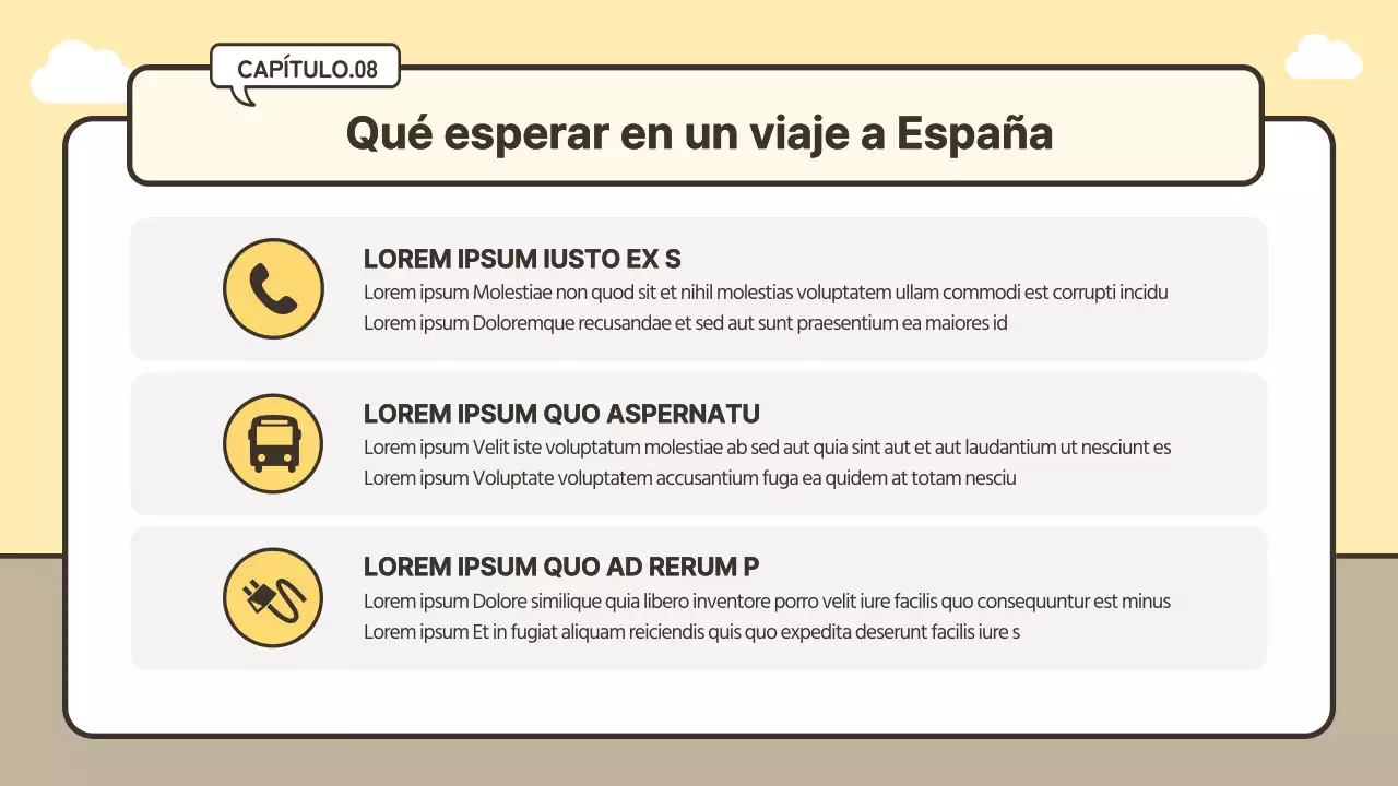 Lindo concepto de equipaje itinerario de viaje en amarillo y beige