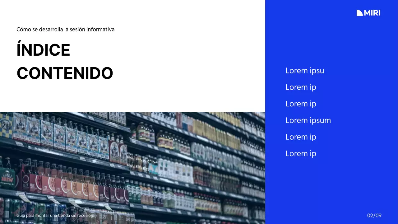 Guía para crear un centro comercial con una combinación de colores blanco, azul y negro y un diseño cuadriculado
