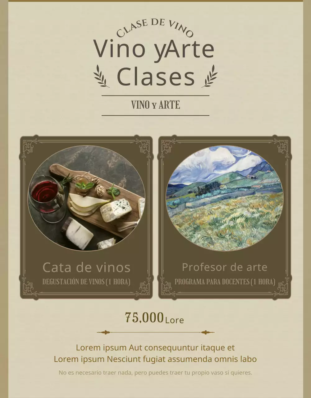 Guía de beige, vino de inspiración vintage y clases de arte