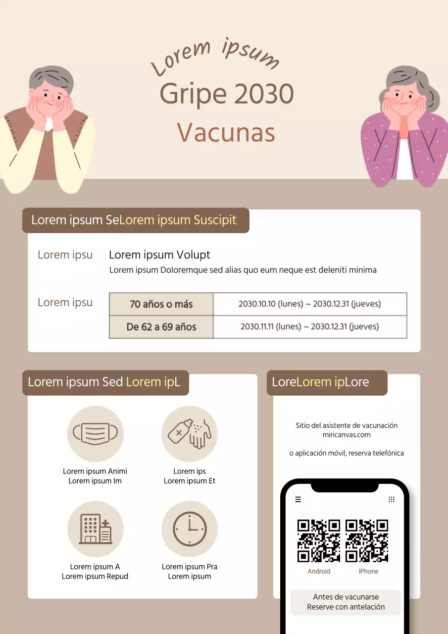 Un aviso de vacunación limpio en tonos marrones