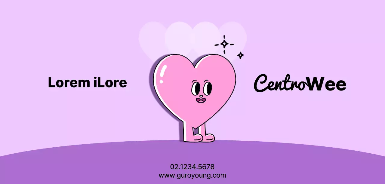 Centro juvenil público con simpáticos personajes en forma de corazón de color rosa y morado