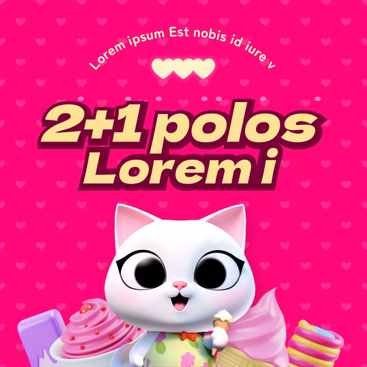Promover descuentos en helados rosas y de peluche