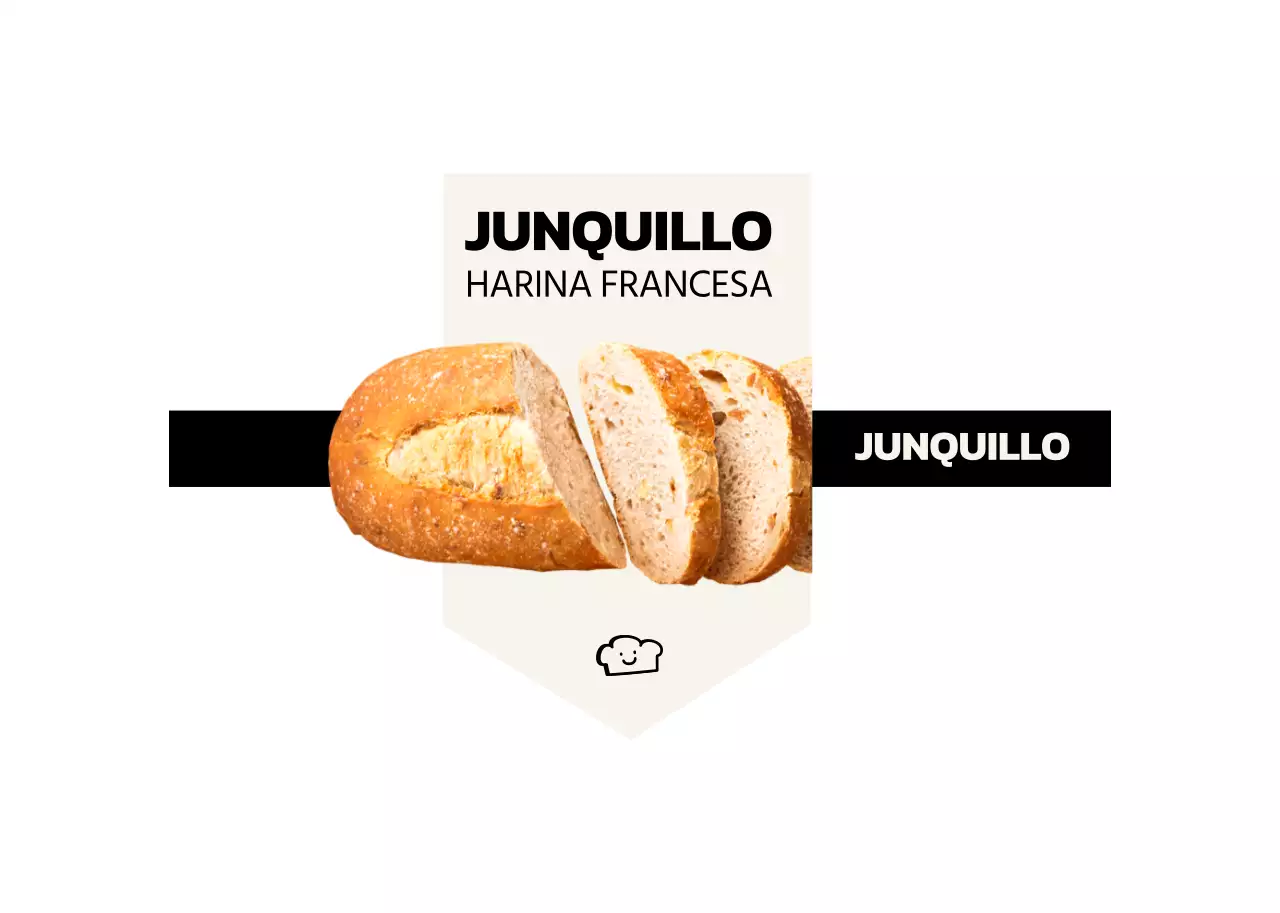 Dentro de un menú de panadería con un diseño sencillo que presenta imágenes de pan auténtico en negro y marfil.