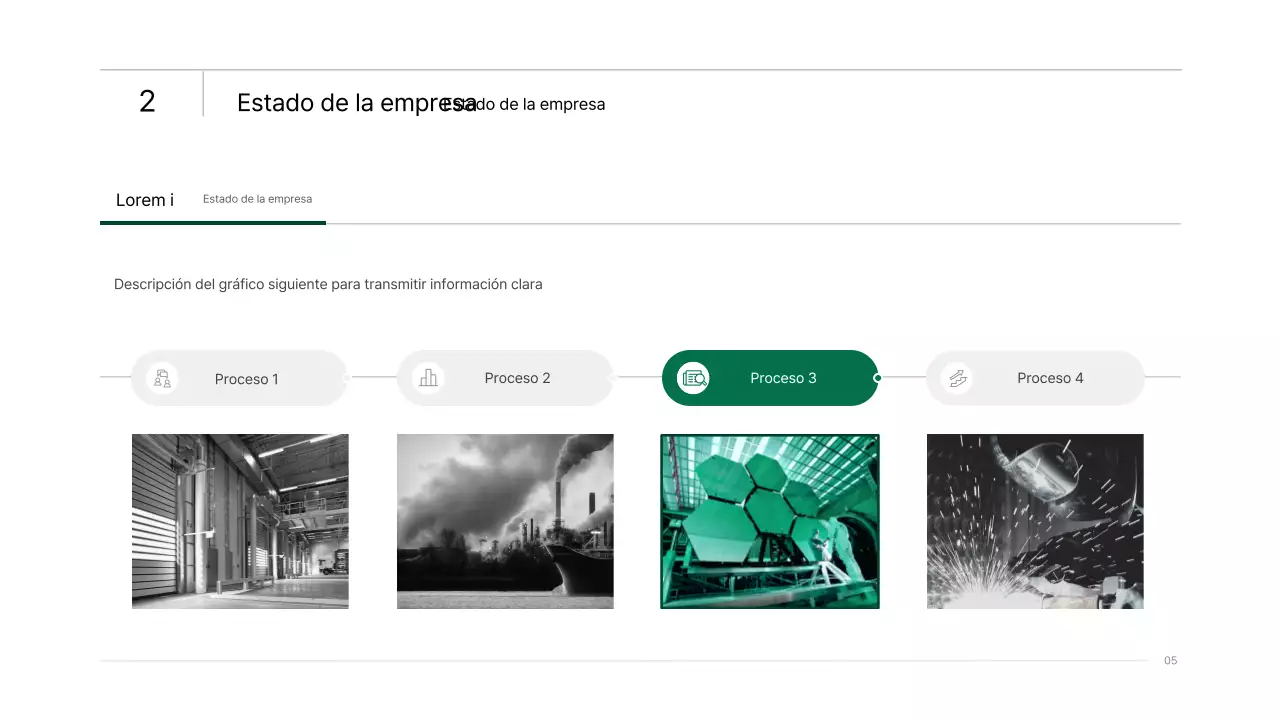 Sencilla presentación infográfica corporativa con degradados azules y verdes