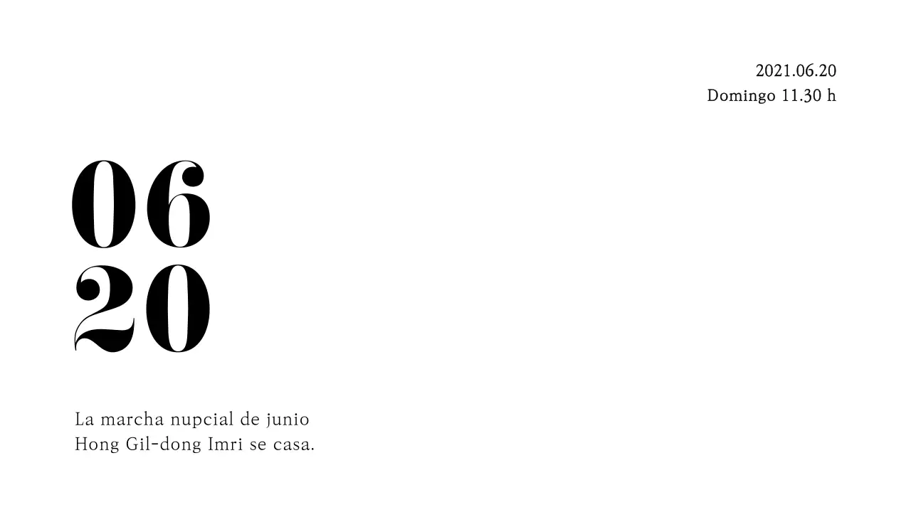 Invitación de boda junio sobre postal con texto negro