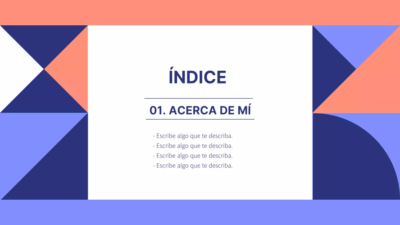 Azul y naranja tonos formas geométricas patrón de diseño de estilo de presentación geométrica mínima