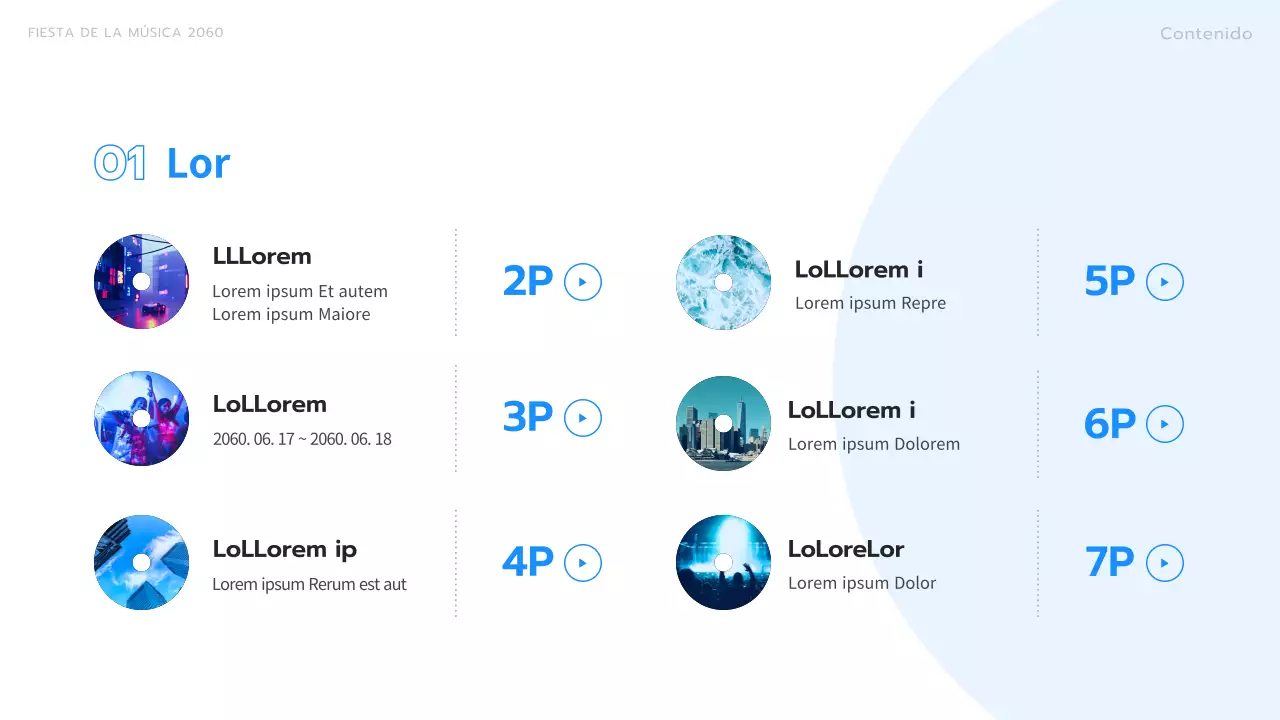 Una lista de reproducción en azul para su propuesta de espectáculo