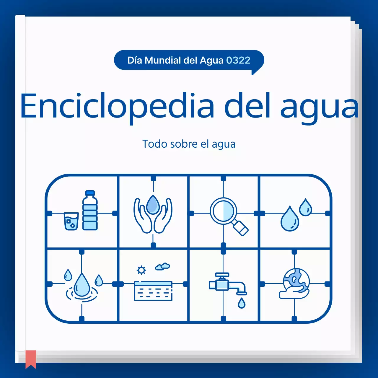 Icono azul y celeste concepto agua enciclopedia
