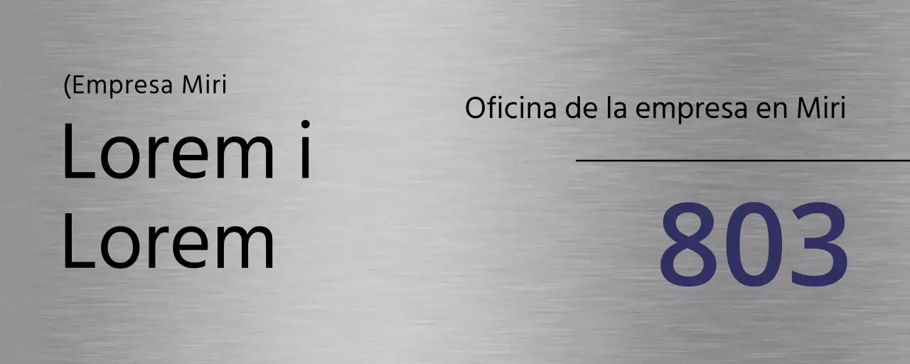 Señalización corporativa en negro y azul marino con nombres de lugares y líneas