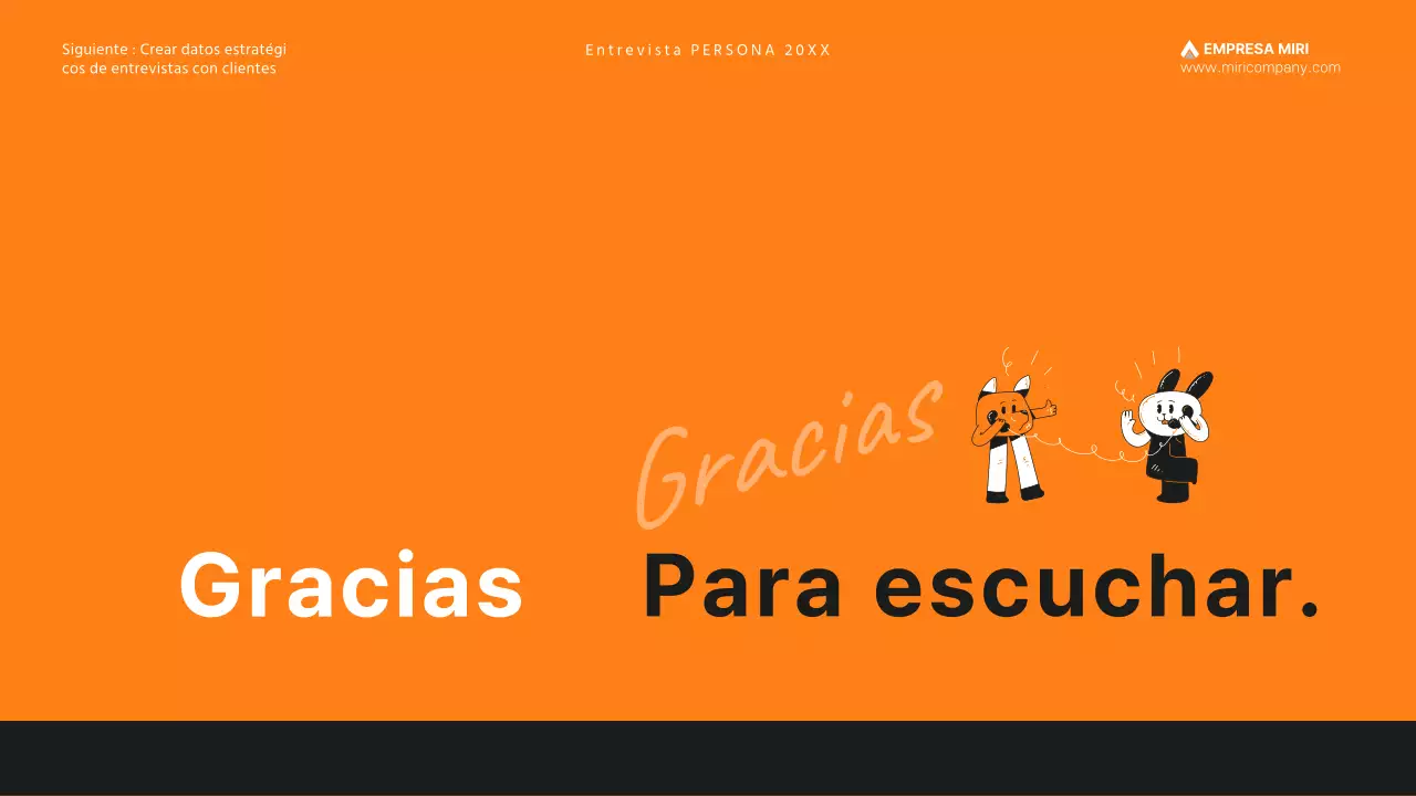 Presentación en naranja de la entrevista personal al cliente