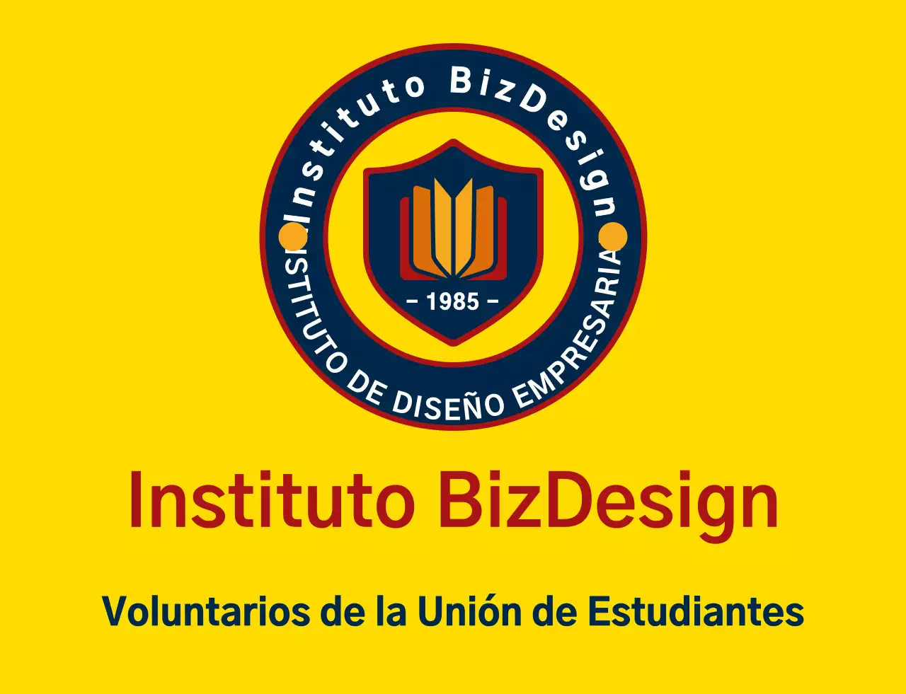 Simple y limpio símbolo de escudo y emblema logotipo estilo combinación en amarillo y azul marino-rojo Organización de servicio de gobierno de estudiantes de secundaria.