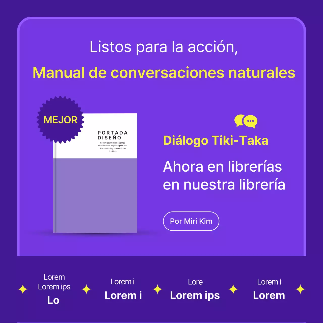 Bonita tarjeta morada para promocionar un libroNoticias