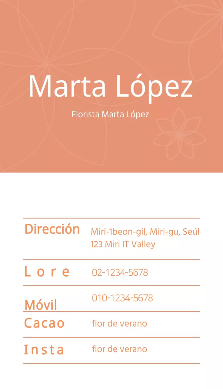 Tarjeta de visita de floristería