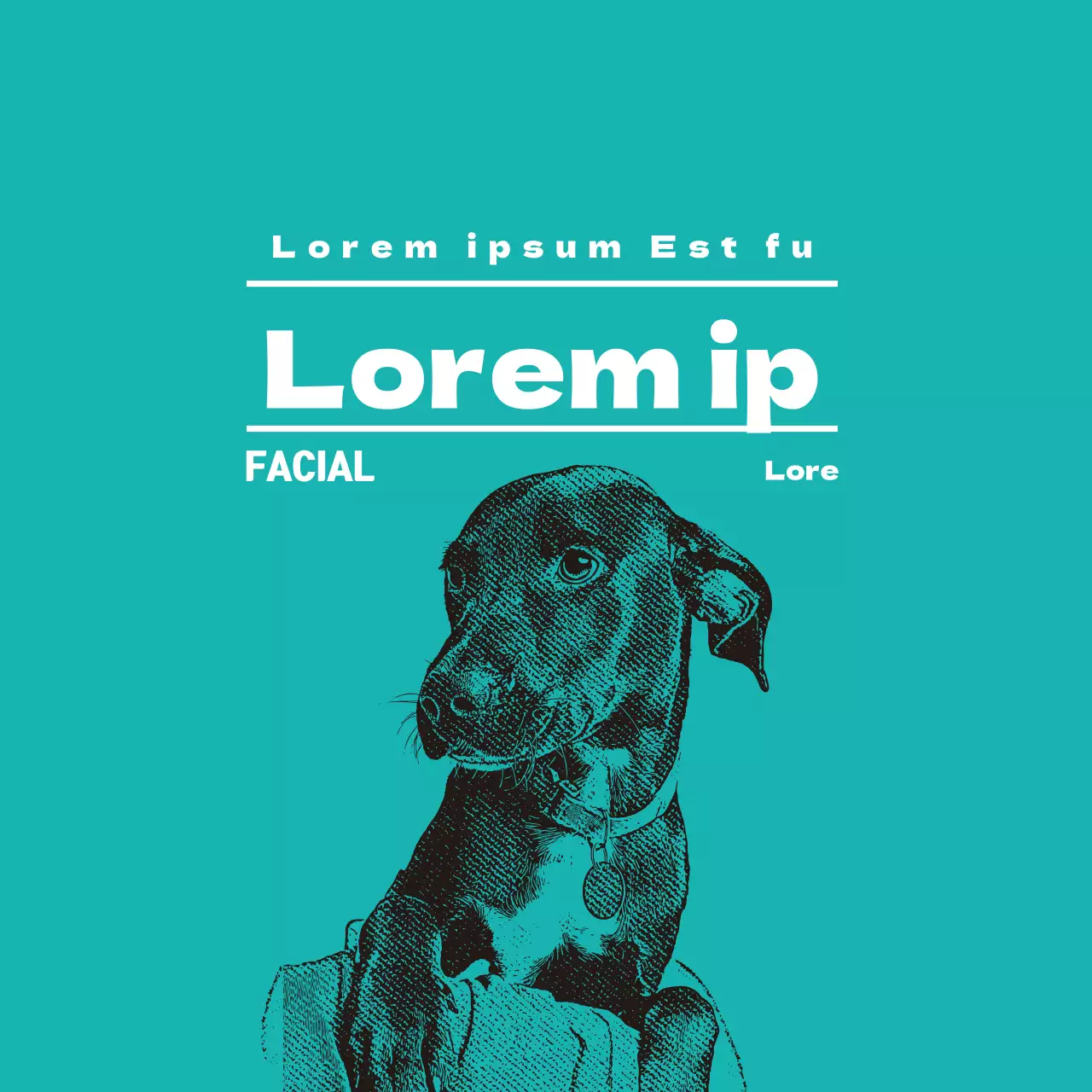 Etiqueta turquesa ilustrada de tienda de mascotas