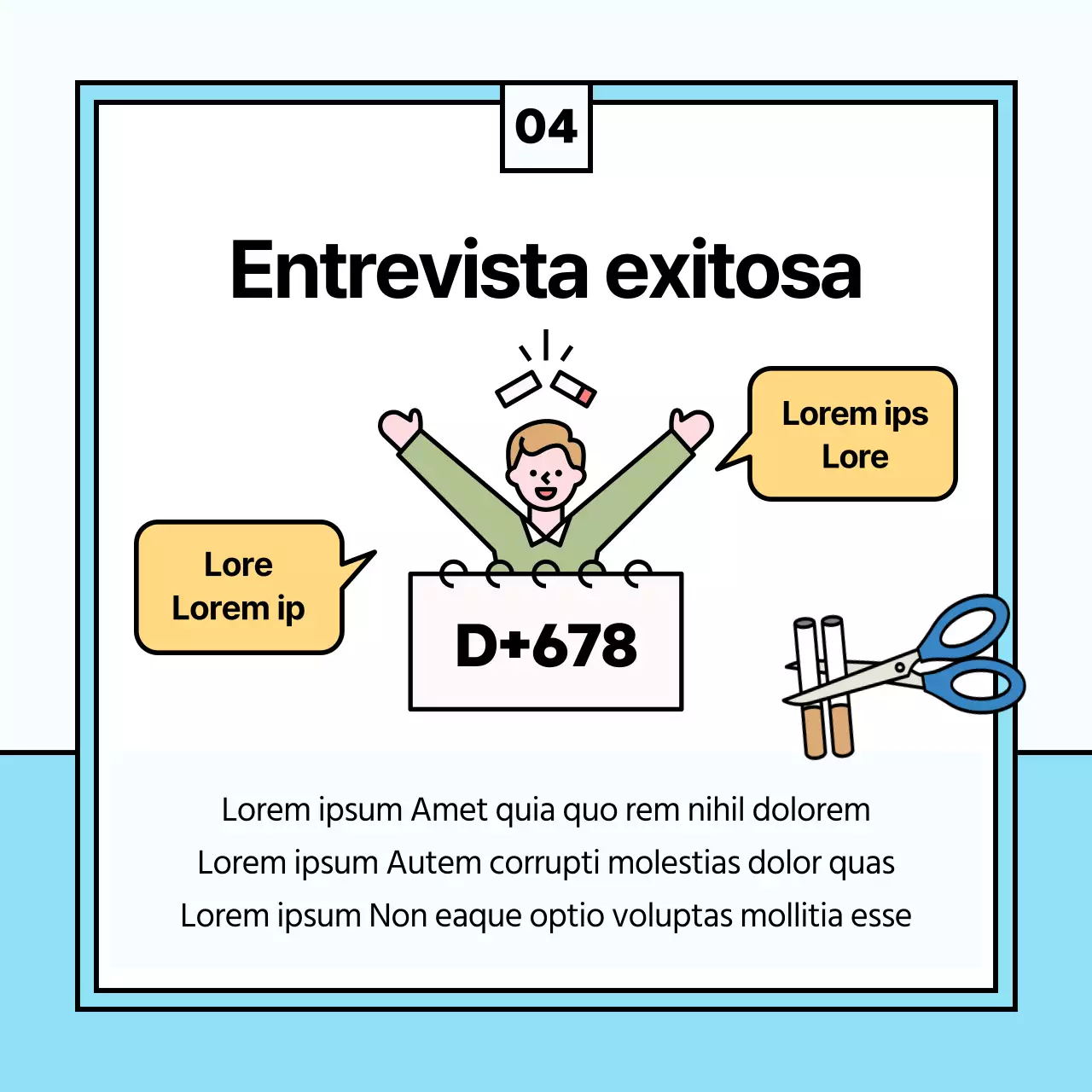 Simpática ilustración de los efectos de dejar de fumar en azul claro y rosa