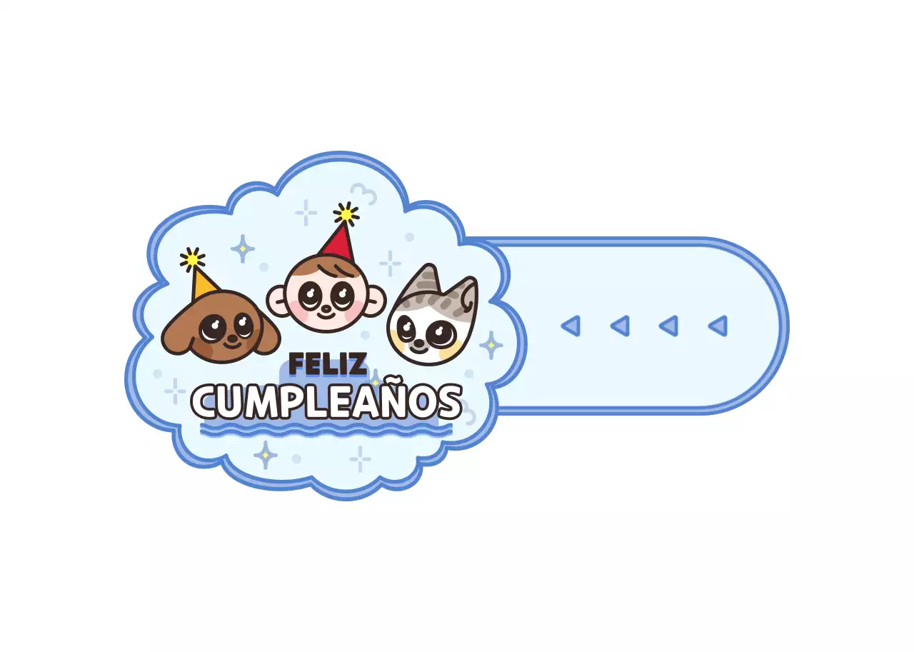 Lindo personaje ilustración estilo marco en azul claro y marrón oscuro para un feliz cumpleaños.