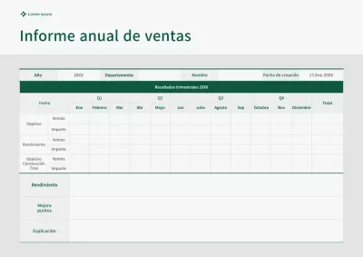 Un concepto sencillo en blanco y verde Rendimiento anual de las ventas