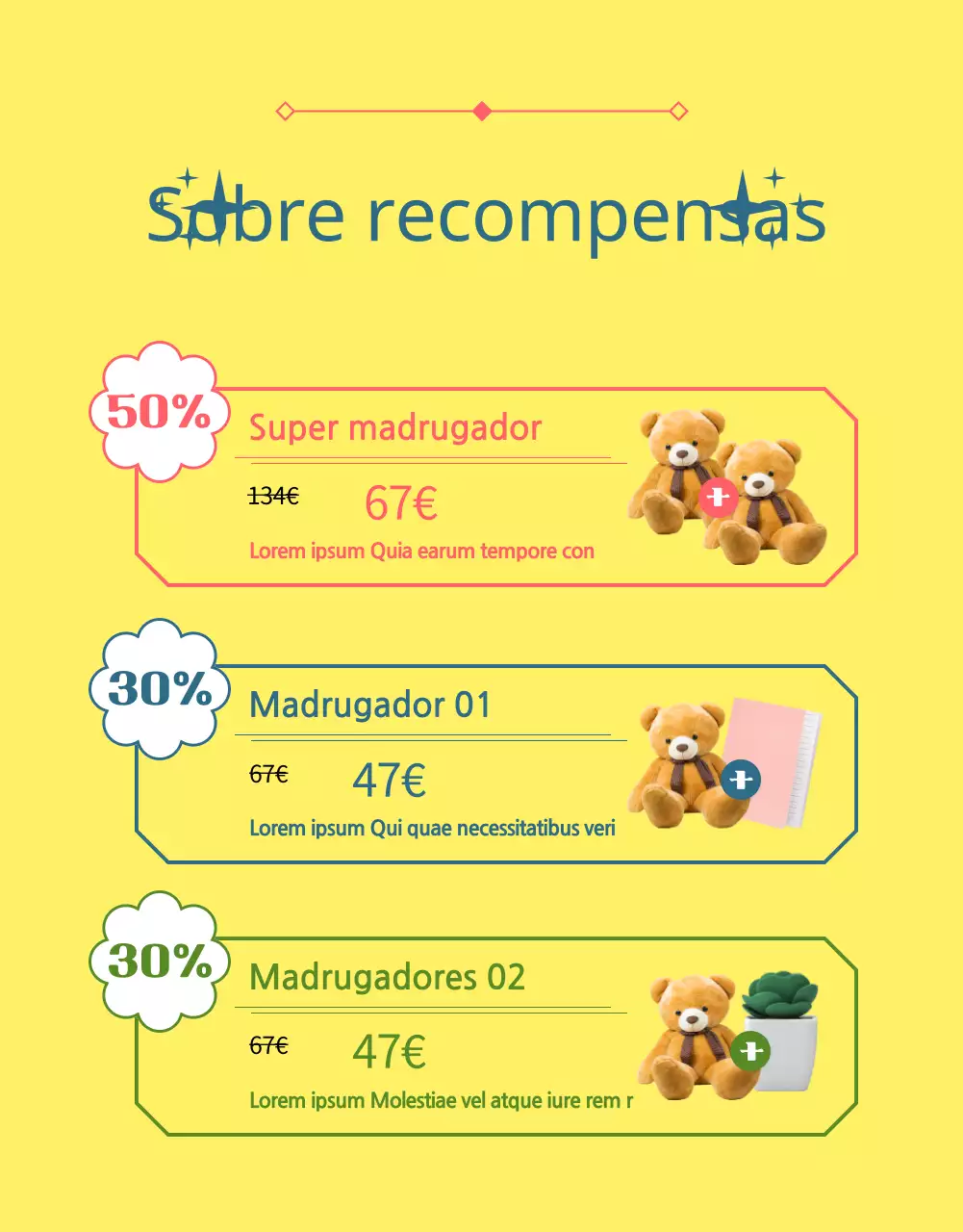 Una propuesta de financiación para un muñeco de peluche rosa y azul claro