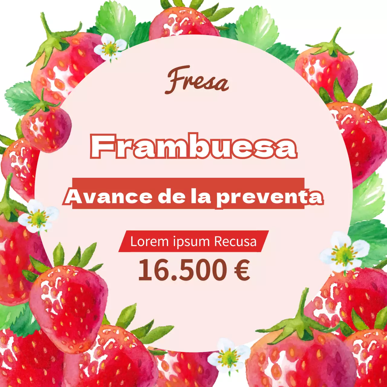 Promover la preventa de fresas rojas frescas