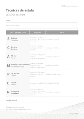Gris, simple formato de documentación de técnicas de estafa