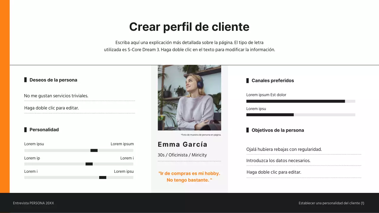 Presentación en naranja de la entrevista personal al cliente